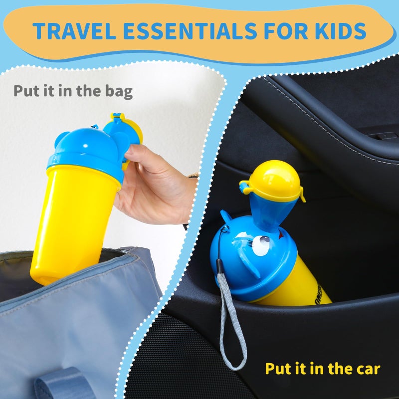 ONEDONE Portable Urinal for Kids 17 OZ Pee Bottle with Clean Brush Travel Urinal for Kids Baby Child Pee Cup for Boys Emergency Toilet for Camping Car Travel and Kid Potty Training(Yellow) - Image 4